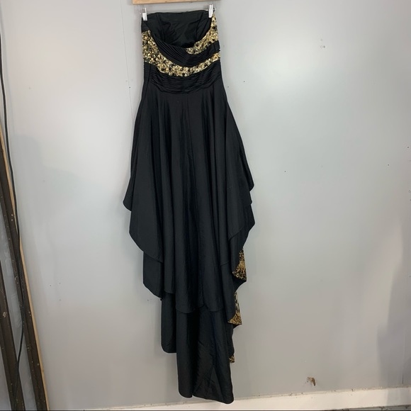 Jovani Dress Gown Prom Hi-Lo Sequin Animal Print Tiger Black Mini Train - Picture 7 of 9